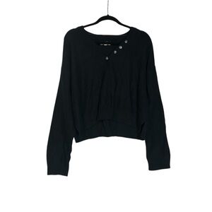 PacSun LA Hearts Cropped Sweater Black Size Large